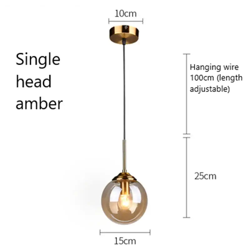 Modern brass and glass pendant lights for kitchen dining room