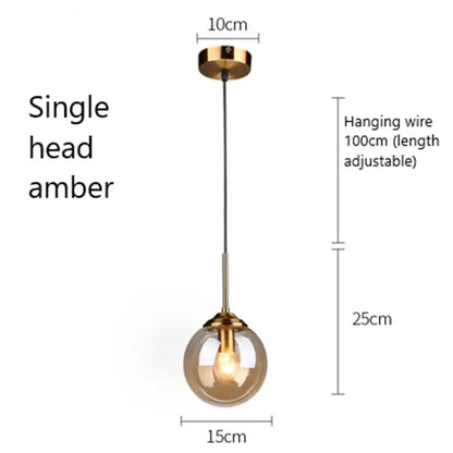 Modern brass and glass pendant lights for kitchen dining room