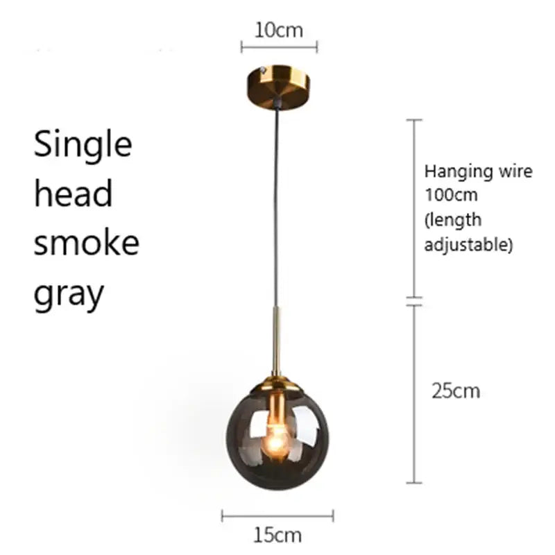 Modern brass and glass pendant lights for kitchen dining room