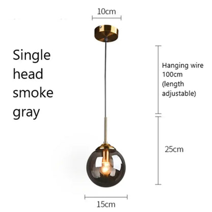 Modern brass and glass pendant lights for kitchen dining room