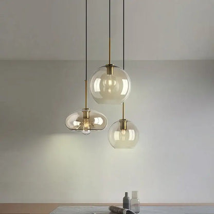 Modern brass and glass pendant lights kitchen dining room chandelier