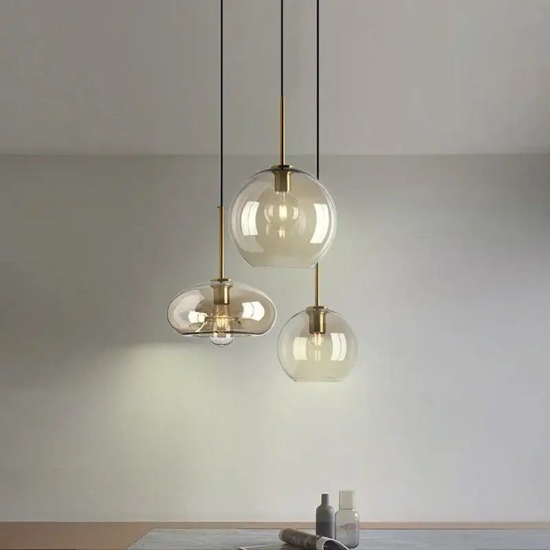 Modern brass and glass pendant lights kitchen dining room chandelier