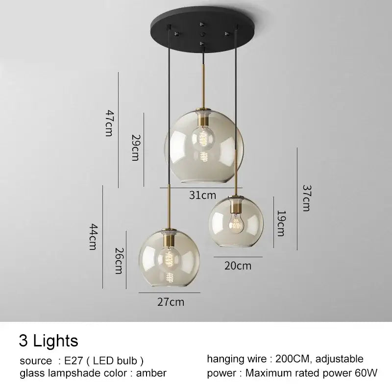 Modern brass and glass pendant lights kitchen dining room chandelier