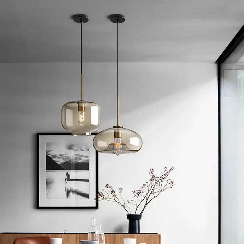 Modern brass and glass pendant lights kitchen dining room chandelier