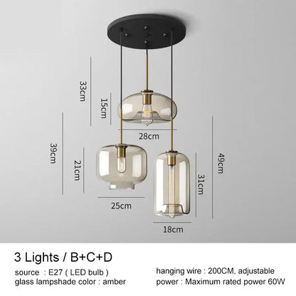 Modern brass and glass pendant lights kitchen dining room chandelier
