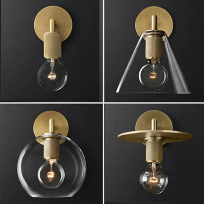 Modern brass and glass wall sconce bedroom light