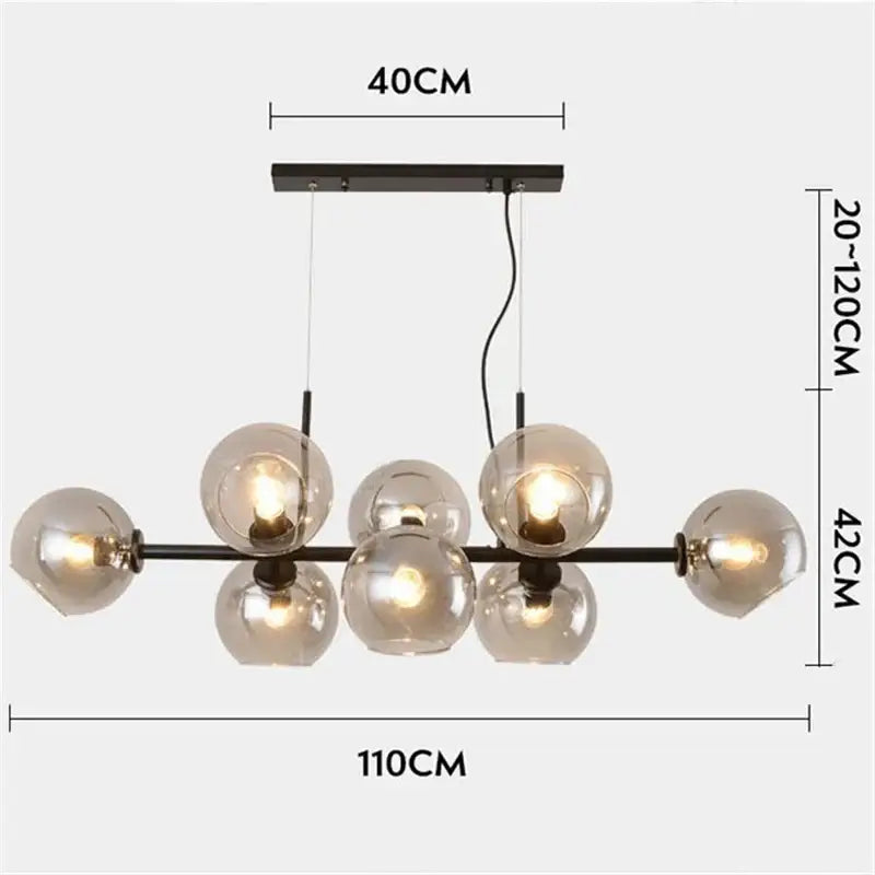 Modern brass and gray glass pendant lights for kitchen dining room