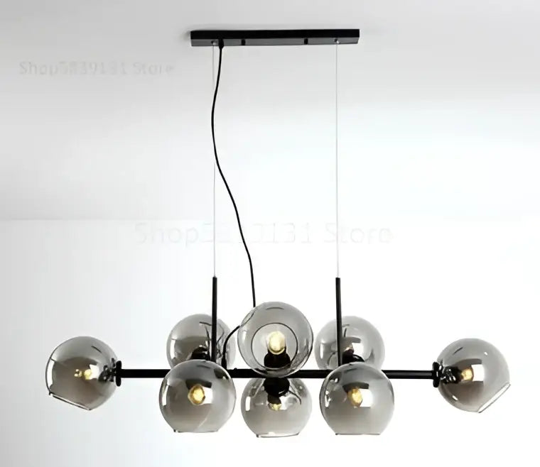Modern brass and gray glass pendant lights for kitchen dining room