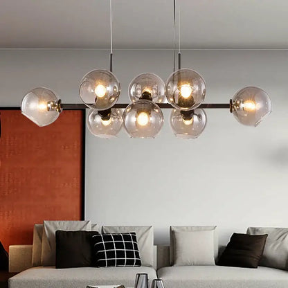 Modern brass and gray glass pendant lights for kitchen dining room