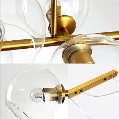 Modern brass and gray glass pendant lights for kitchen dining room
