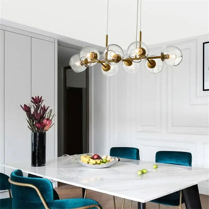 Modern brass and gray glass pendant lights for kitchen dining room