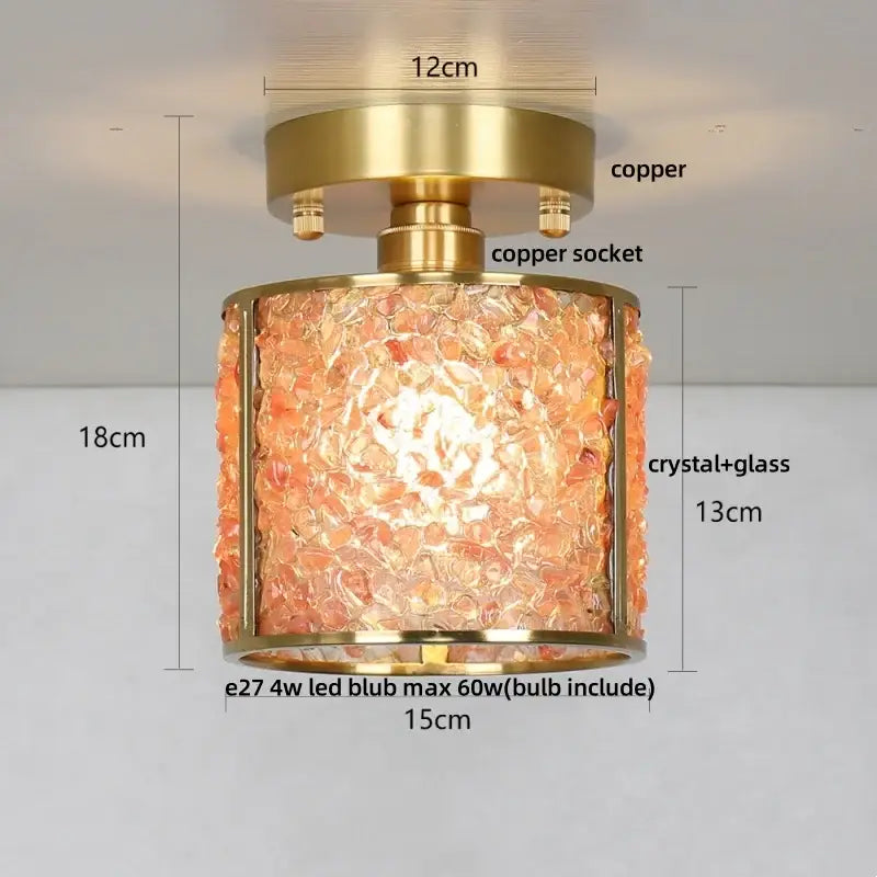 Modern brass and green crystal glass led ceiling light bedroom