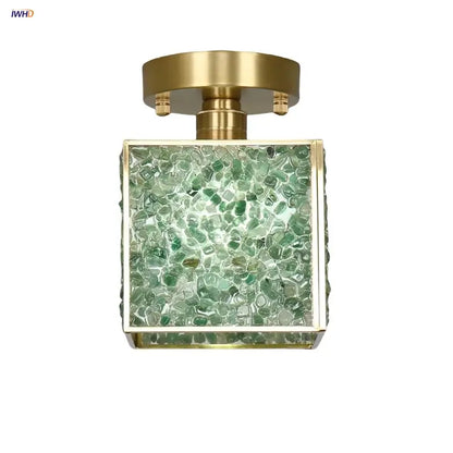 Modern brass and green crystal glass led ceiling light bedroom