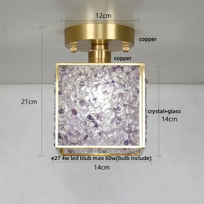 Modern brass and green crystal glass led ceiling light bedroom