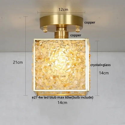 Modern brass and green crystal glass led ceiling light bedroom