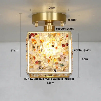 Modern brass and green crystal glass led ceiling light bedroom