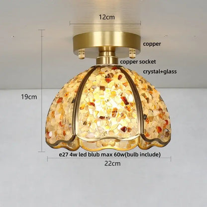 Modern brass and green crystal glass led ceiling light bedroom