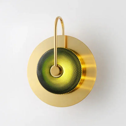 Modern brass and green glass metal wall art lamp living room