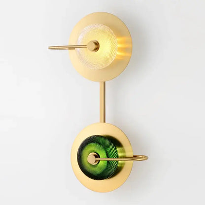 Modern brass and green glass metal wall art lamp living room