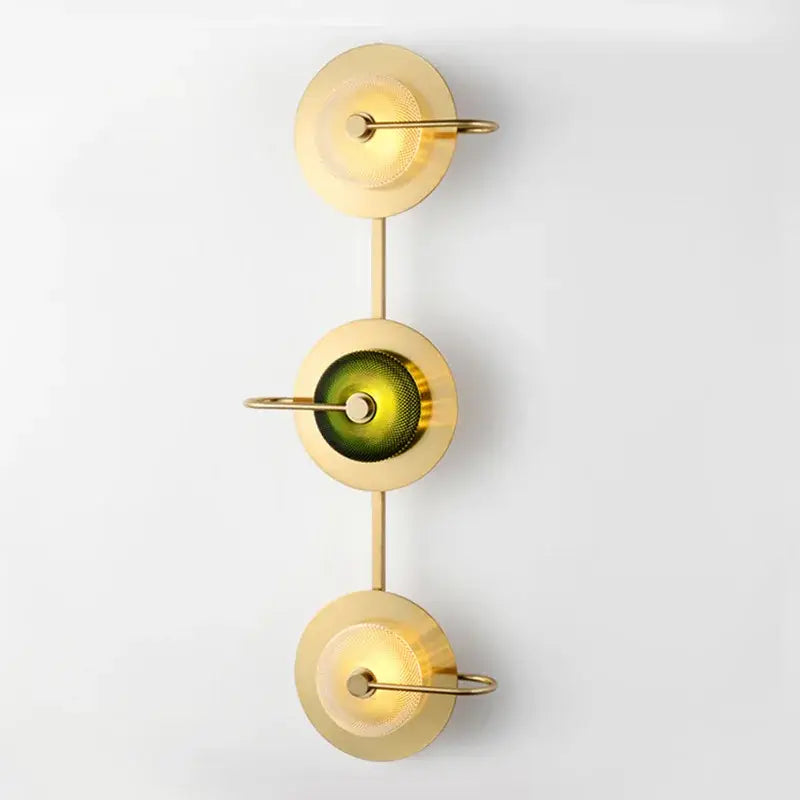 Modern brass and green glass metal wall art lamp living room