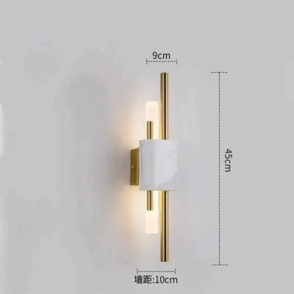 Modern brass and green marble led wall lamp for living room