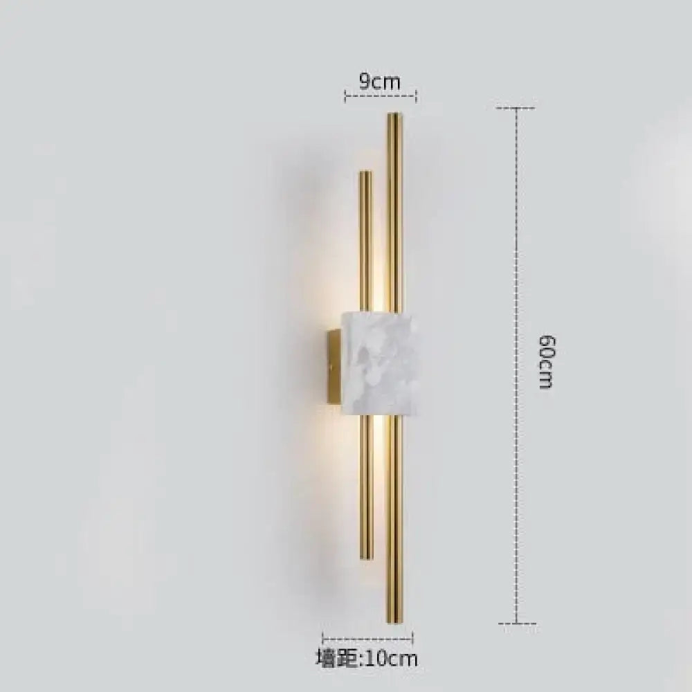 Modern brass and green marble led wall lamp for living room