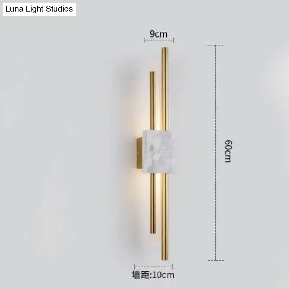 Modern brass and green marble led wall lamp for living room