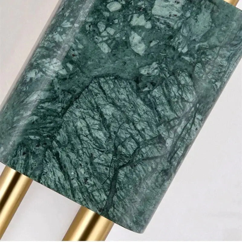 Modern brass and green marble led wall lamp for living room