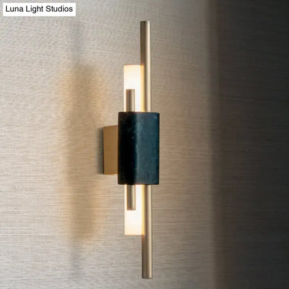 Modern brass and green marble led wall lamp for living room