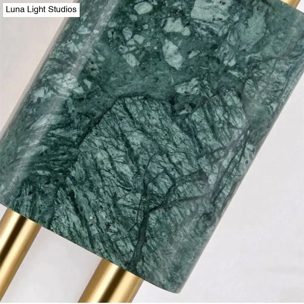 Modern brass and green marble led wall lamp for living room