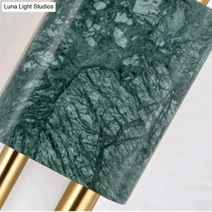 Modern brass and green marble led wall lamp for living room