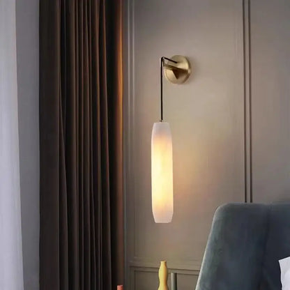 Modern brass and marble wall lamp bedroom sconce with frosted glass