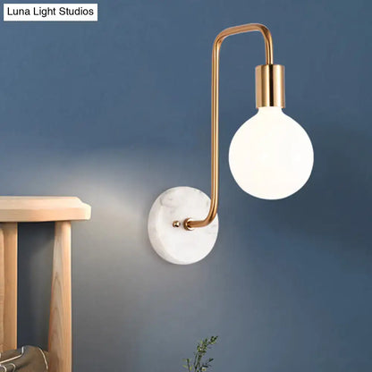 Modern brass and marble wall lamp – bedroom white glass sconce