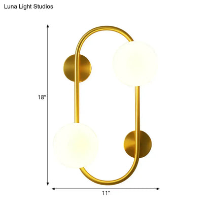 Modern brass and milk glass led wall mount lamp bedroom sconce