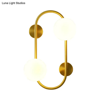 Modern brass and milk glass led wall mount lamp bedroom sconce