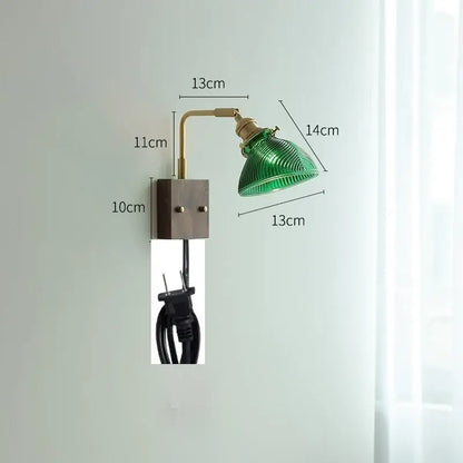Modern brass and ribbed clear glass wall lights bedroom sconce