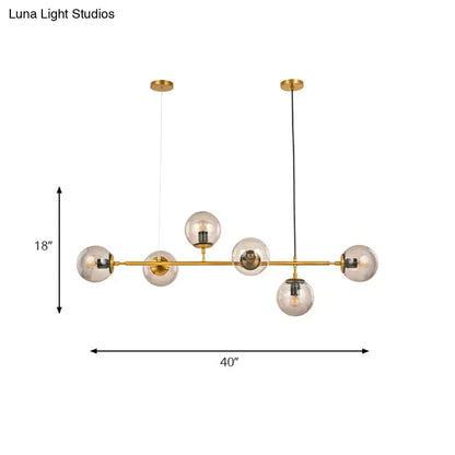 Modern brass and smoke gray bubble chandelier – dining room light
