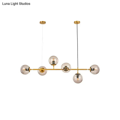 Modern brass and smoke gray bubble chandelier – dining room light