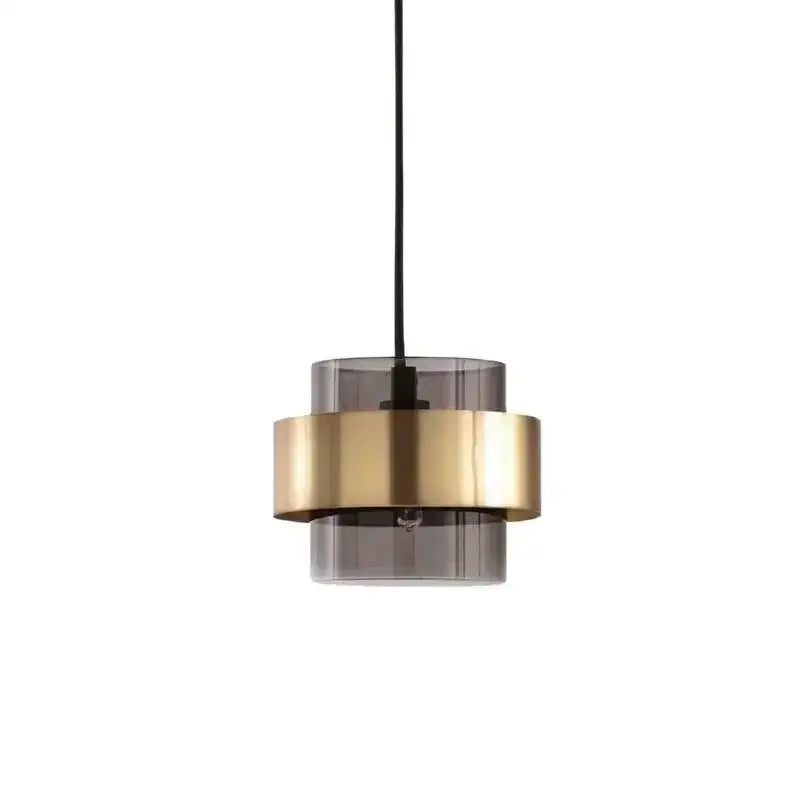 Modern brass and smoked glass pendant light dining room gold wrought iron