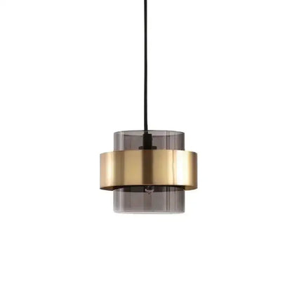 Modern brass and smoked glass pendant light dining room gold wrought iron