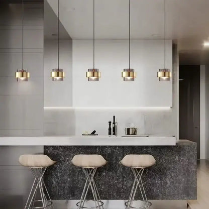 Modern brass and smoked glass pendant light dining room gold wrought iron