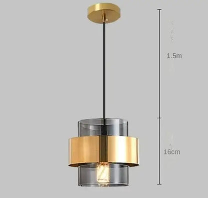 Modern brass and smoked glass pendant light dining room