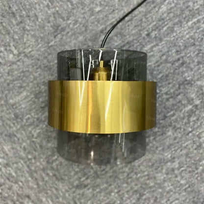 Modern brass and smoked glass pendant light dining room