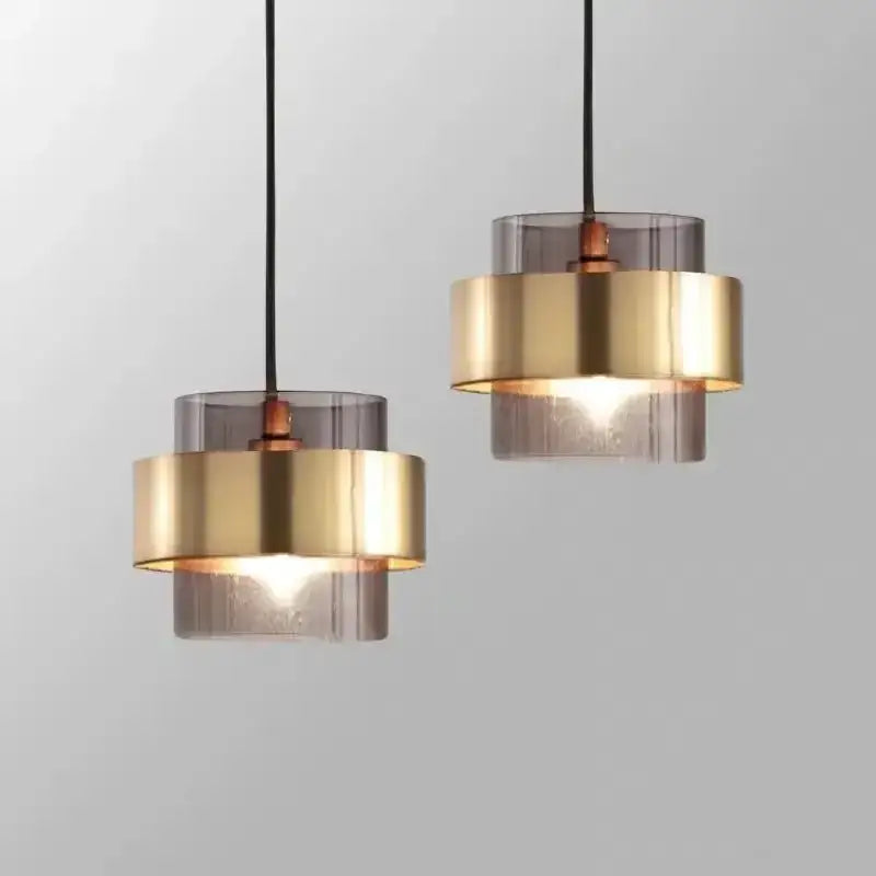 Modern brass and smoked glass pendant light dining room