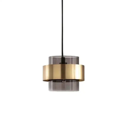 Modern brass and smoked glass pendant light dining room