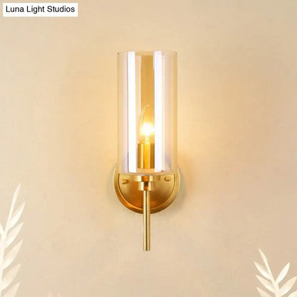 Modern brass and smoked glass wall sconce bedroom e26 bulb base light