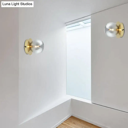 Modern brass and smoky glass shade wall lamp bedroom light fixture