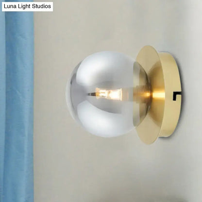 Modern brass and smoky glass shade wall lamp bedroom light fixture