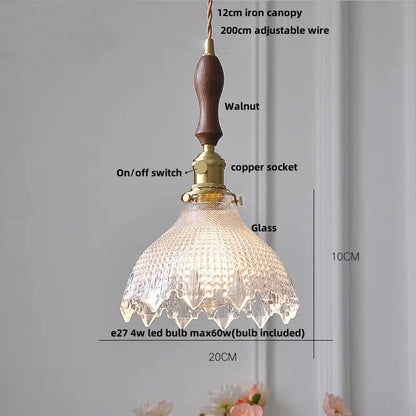 Modern brass and textured clear glass knob switch pendant light kitchen