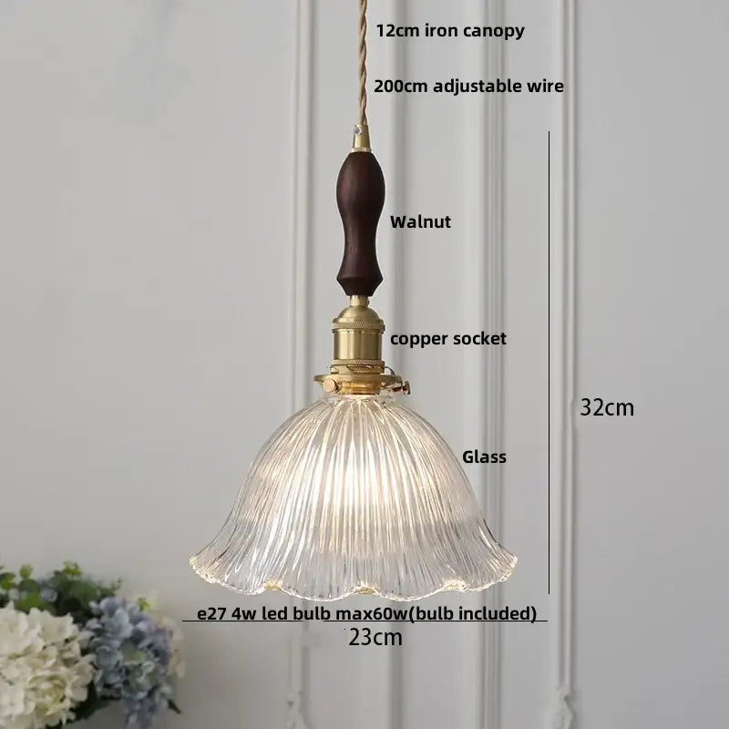 Modern brass and textured clear glass knob switch pendant light kitchen